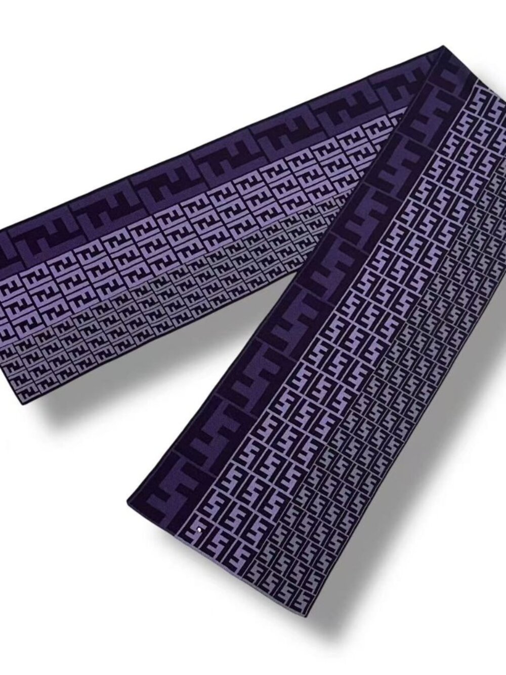 Fendi Scarf Zucca Pattern FF Logo Wool Purple - Picture 3 of 9